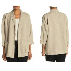 Eileen Fisher Jacket Womens Large Heavy Organic Linen Lagenlook Minimalist Boho